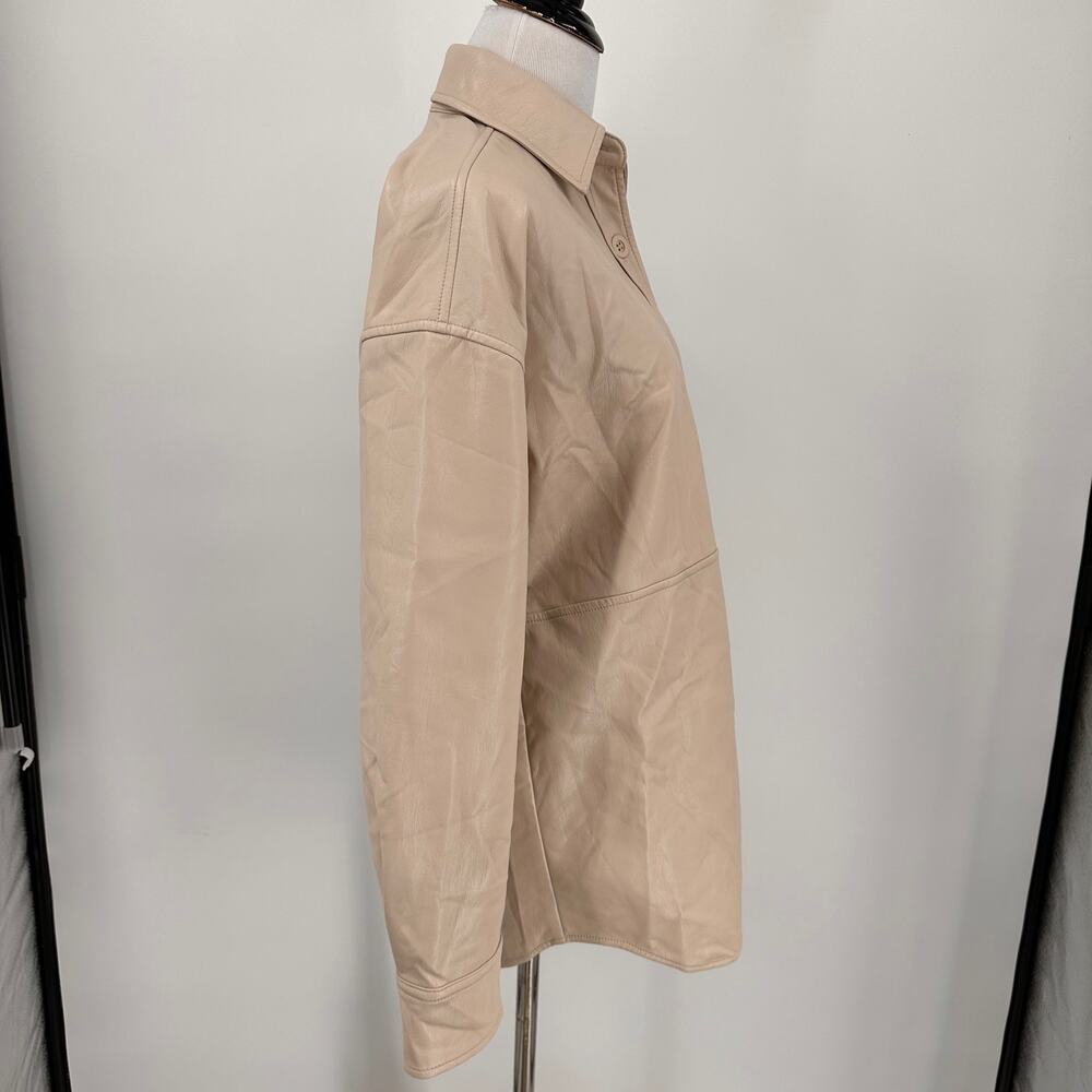 Babaton Cream Pelli Vegan Leather Shirt Jacket Shacket Size 2XS - Picture 2 of 7